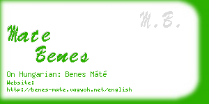 mate benes business card