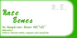 mate benes business card